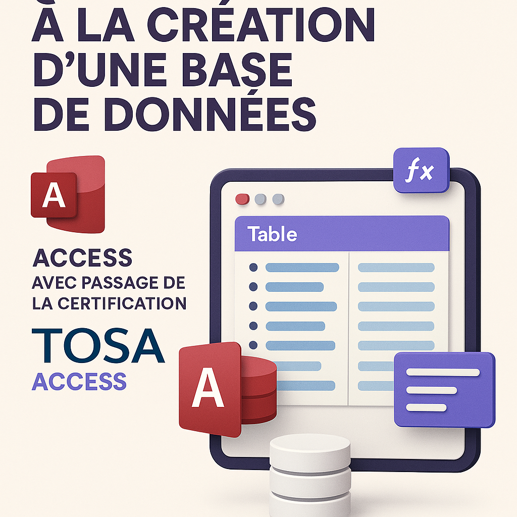 Formation à la création d'une base de données Access avec passage de la certification TOSA ACCESS et intégration des outils IA